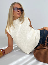 Lanette High Neck Sleeveless Top Cream