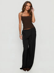 Breina Satin Straight Leg Pants Black