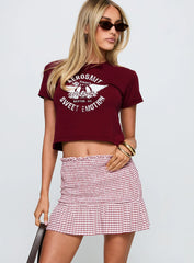 Real Love Baby Shirred Mini Skirt Red White Check