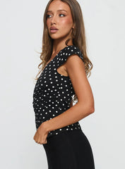 Indulgence Corset Top Black Polka