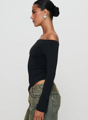 Endellion Off Shoulder Long Sleeve Top Black