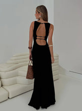 Ace Of Hearts Backless Maxi Dress Black Petite