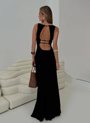 Ace Of Hearts Backless Maxi Dress Black Petite