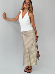 Mixed Signals Midi Skirt Brown Stripe