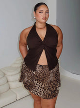 Tejano Mini Skirt Leopard Curve