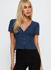 Isolda Top Navy Polka