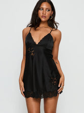 Aloura Spliced Lace Mini Dress Black