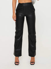 Zyaire Mid Rise Faux Leather Pants Black