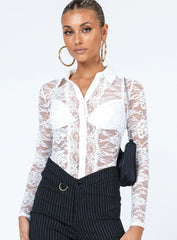 Iona Long Sleeve Top White