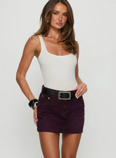 Paulette Denim Mini Skirt Currant
