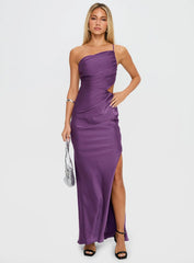 Leading Role One Shoulder Maxi Dress Purple
