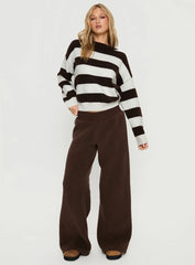 Corlie Crew Neck Knit Sweater Brown Stripe