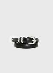 Night Changes Micro Faux Leather Belt Black
