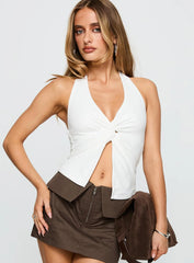 No Hard Feelings Twist Top White