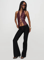 I've Been There Faux Leather Halter Top Red