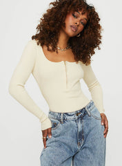 Zuma Long Sleeve Bodysuit Beige