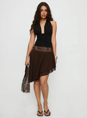 Benjy Chiffon Waterfall Midi Skirt Brown