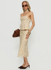 Sydni Midi Bias Cut Skirt Yellow / Chocolate Polka