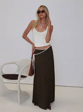 Keirah Contrast Wrap Maxi Skirt Chocolate / White
