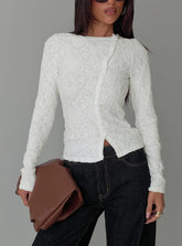Passoni Long Sleeve Lace Top White