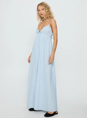 Avelyn Shirred Maxi Dress Blue Stripe