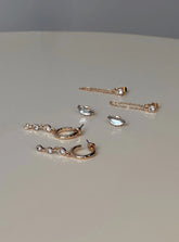 Think Later Diamante Earring Pack Gold