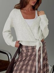 Daelan Wrap Knit Cardigan Grey Marle