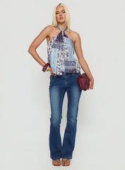 Ferne Tie Neck Top Blue Multi
