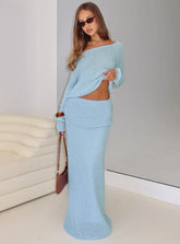 Tessira Boucle Maxi Skirt Blue