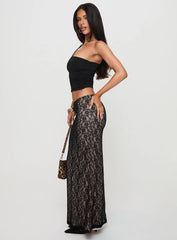 Lourenzia Lace Maxi Skirt Black / Nude