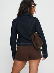 Reno Eyelet Micro Shorts Brown Wash