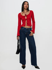 Rowynne Long Sleeve Tie Up Top Red