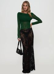 Watch The Sunset Off Shoulder Long Sleeve Top Green