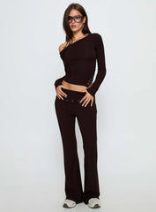 Wynna Eyelet Foldover Pants Chocolate