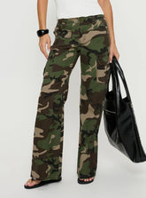 Danella Mid Rise Straight Leg Cargo Jean Camouflage