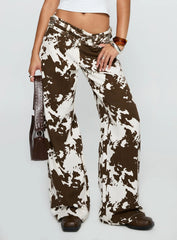Baccarat Mid Rise Wide Leg Belted Pant Cow Print