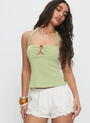 Zaelis Ring Detail Halter Top Green