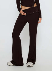 Wynna Eyelet Foldover Pants Chocolate