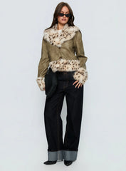 Hiraya Faux Fur Trim Jacket Vintage Green