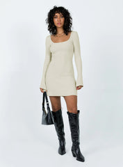 Brownhall Long Sleeve Mini Dress Beige