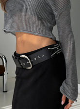 Jordynne Studded Faux Leather Belt Black / Silver