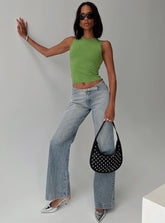 Slow Ride Mid Rise Bootleg Belted Jeans Light Blue