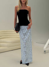Carman Lace Midi Skirt Blue