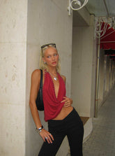 Khoda Studded Halter Top Burgundy