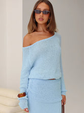 Ravira Wide Neck Knit Sweater Blue