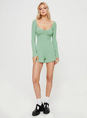 Victorine Long Sleeve Romper Sage