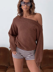 Noble Off The Shoulder Sweater Chocolate