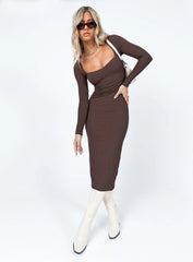Nolan Midi Dress Brown