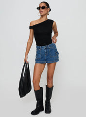 Pacific Coast Denim Cargo Skirt Dark Wash