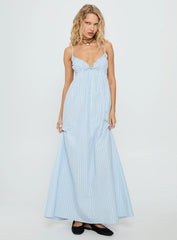 Avelyn Shirred Maxi Dress Blue Stripe